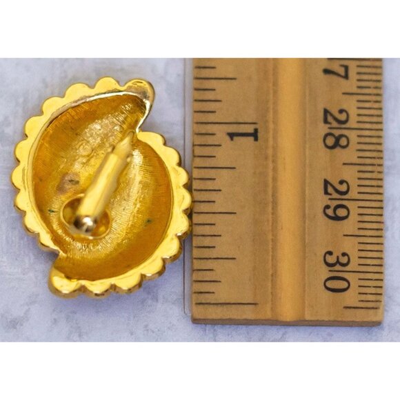 Vintage Clip On Spiral Shell Shaped Earrings, Gold Earrings by Avon - CE1 - Picture 3 of 3